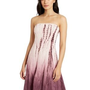 Guess Jeans Strapless Ombre Tie-Dye Dress Purple Pink Size L NWT